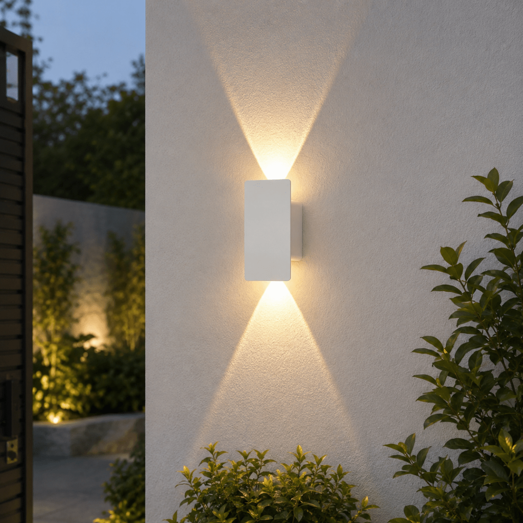 Outdoor Wall Sconce and Light with LED Up Down Lighting and Modern Rectangular Design - Image 2