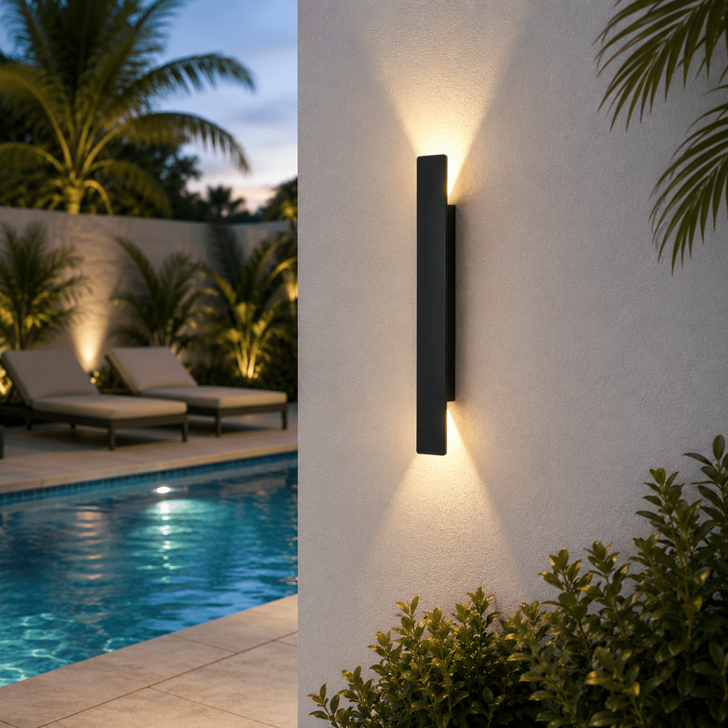 Outdoor Wall Sconce and Light with LED Up Down Lighting and Modern Rectangular Design - Image 3