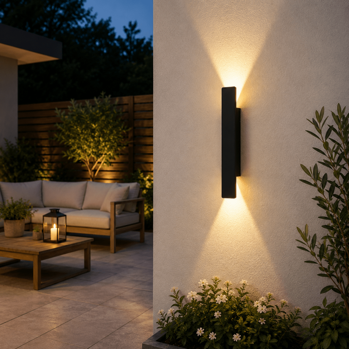 Outdoor Wall Sconce and Light with LED Up Down Lighting and Modern Rectangular Design - Image 4