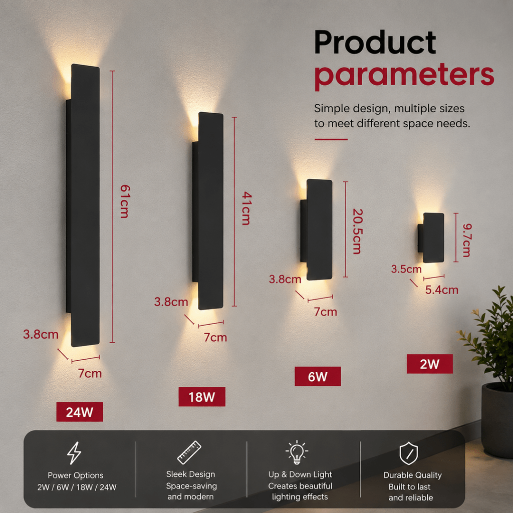 Outdoor Wall Sconce and Light with LED Up Down Lighting and Modern Rectangular Design - Image 5