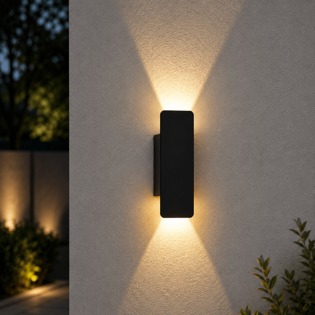 Outdoor Wall Sconce and Light with LED Up Down Lighting and Modern Rectangular Design - Image 9
