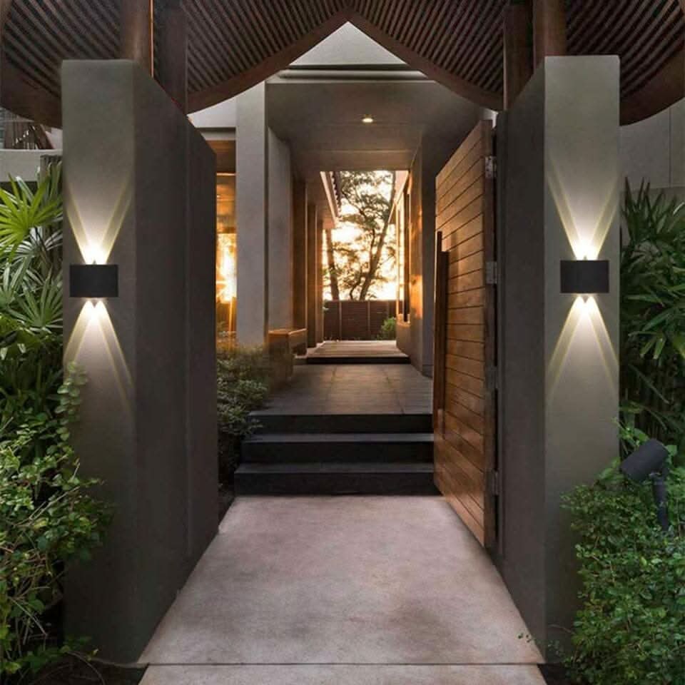 Outdoor Wall Sconce Light Waterproof Lighting LED Curved Aluminum Fixture - Image 3