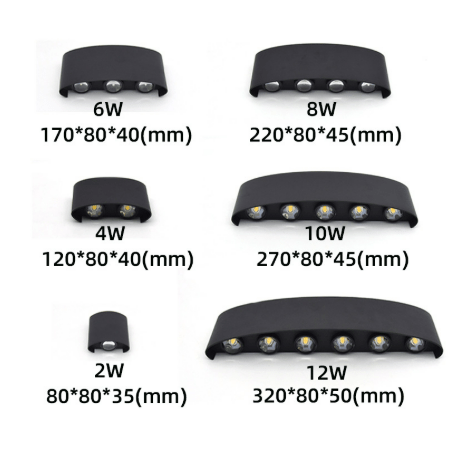 Outdoor Wall Sconce Light Waterproof Lighting LED Curved Aluminum Fixture - Image 9