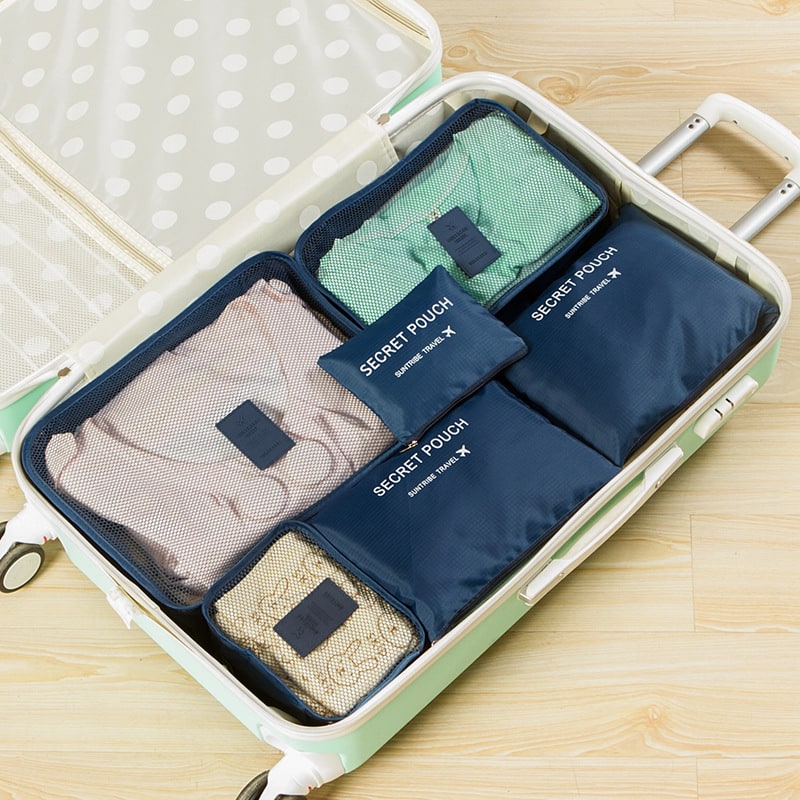 Packing Cubes Travel Organizer Set with Mesh Panels 6-Piece Lightweight Luggage Storage Pouches - Image 1