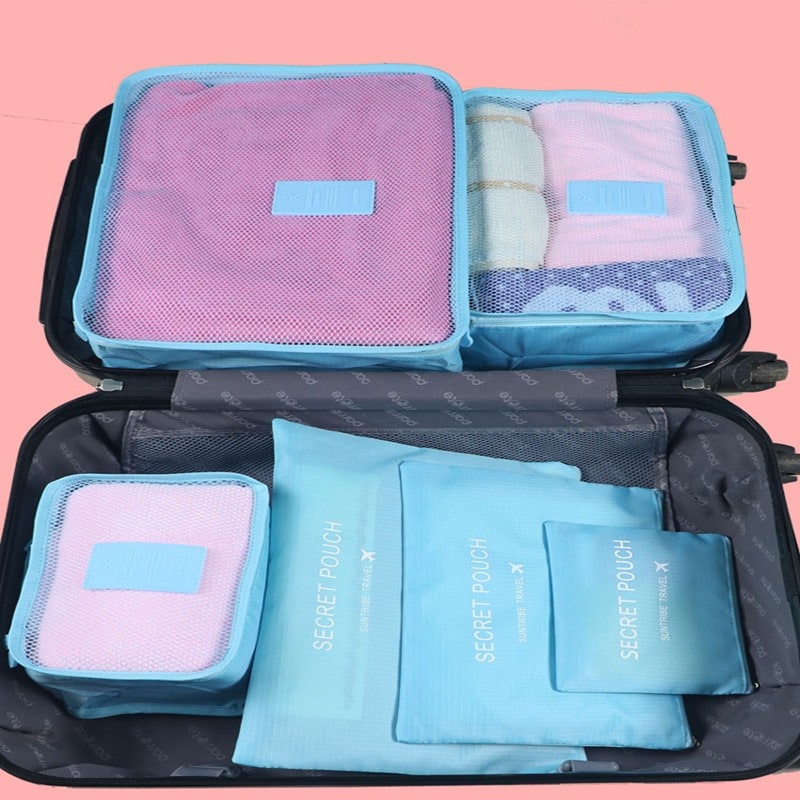 Packing Cubes Travel Organizer Set with Mesh Panels 6-Piece Lightweight Luggage Storage Pouches - Image 2