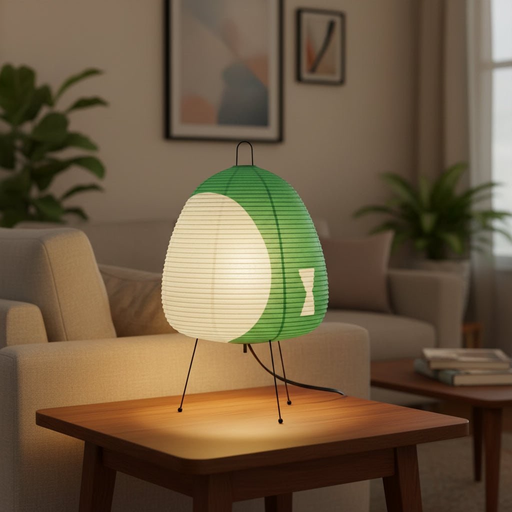 Paper Table Lamp with Tripod Base Japanese Rice Shade and Warm Diffused Light - Image 11