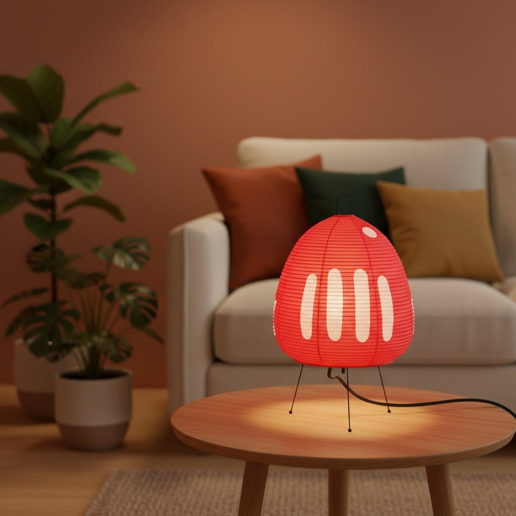 Paper Table Lamp with Tripod Base Japanese Rice Shade and Warm Diffused Light - Image 13