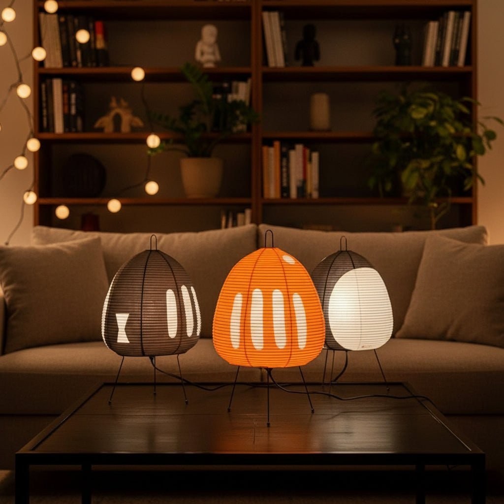Paper Table Lamp with Tripod Base Japanese Rice Shade and Warm Diffused Light - Image 5