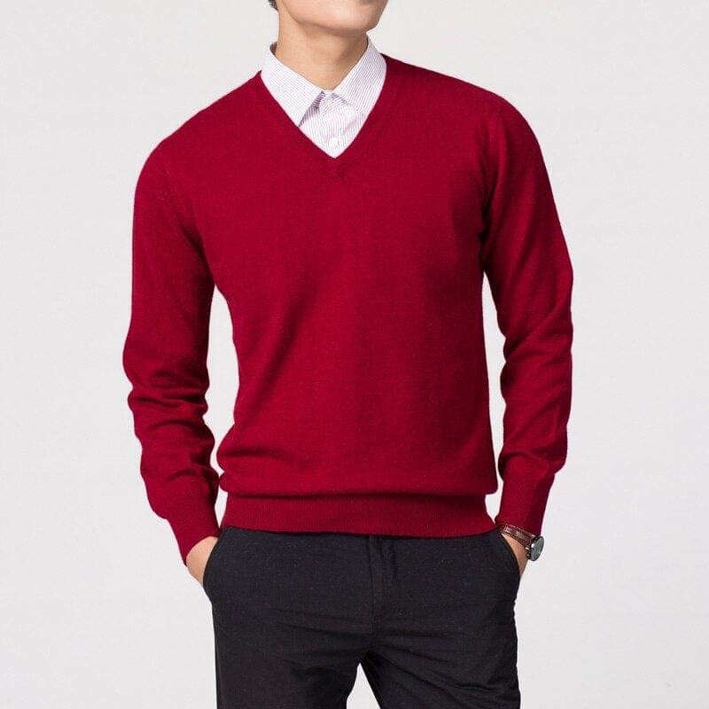 Men's V-Neck Sweater Versatile Lightweight Knitwear for Smart Casual Outfits
