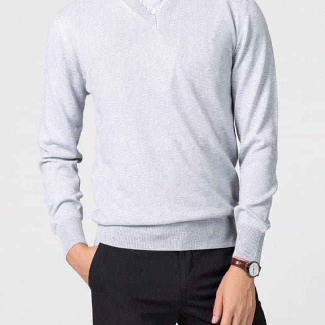 Men's V-Neck Sweater Versatile Lightweight Knitwear for Smart Casual Outfits