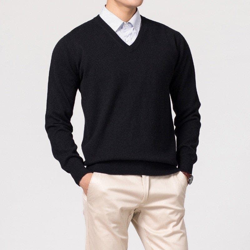 Men's V-Neck Sweater Versatile Lightweight Knitwear for Smart Casual Outfits