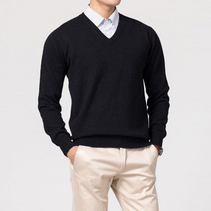 Men's V-Neck Sweater Versatile Lightweight Knitwear for Smart Casual Outfits