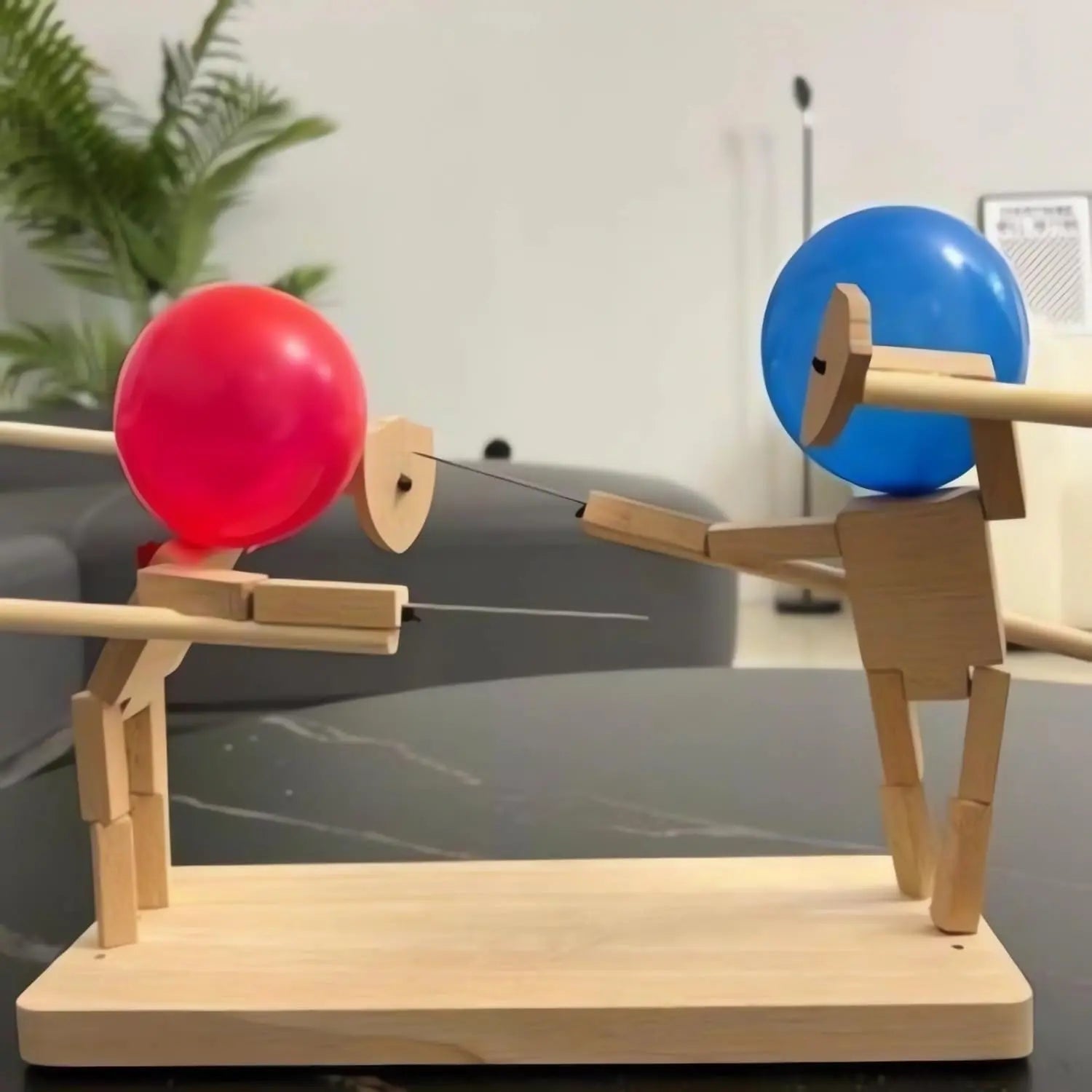 Party Game Balloon Pop Battle Wooden Puppet Fencing Head - Image 2