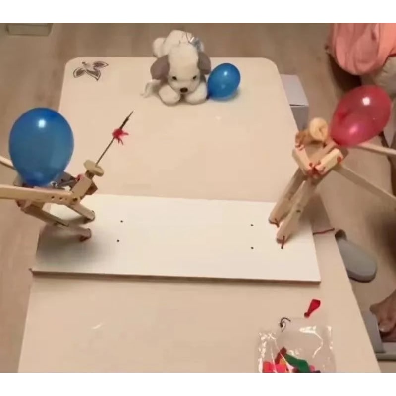 Party Game Balloon Pop Battle Wooden Puppet Fencing Head - Image 4
