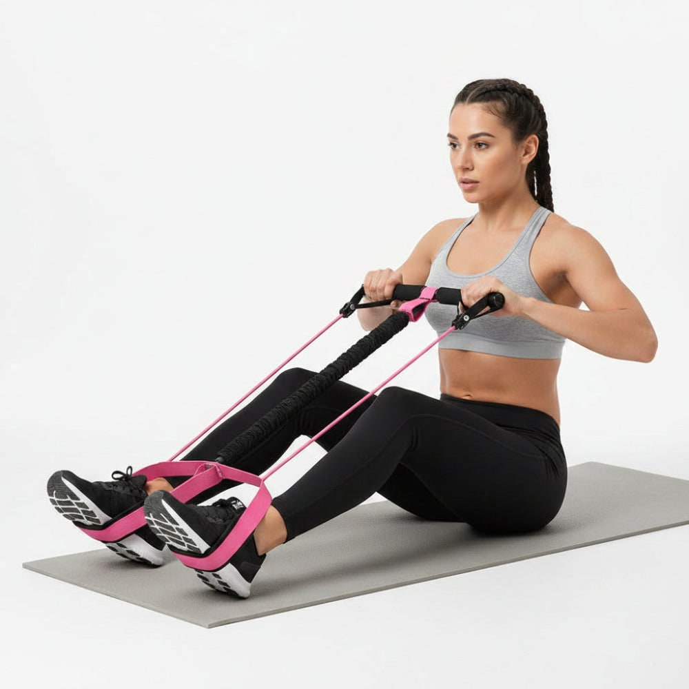 Pedal Resistance Band Elastic Core Workout Trainer Foam Handlebar Foot Loops - Image 1