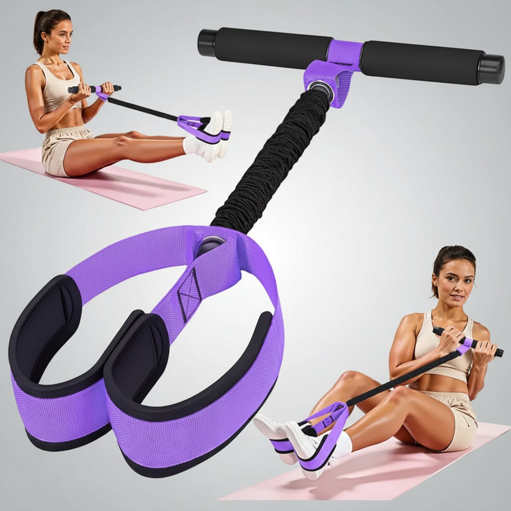 Pedal Resistance Band Elastic Core Workout Trainer Foam Handlebar Foot Loops - Image 2