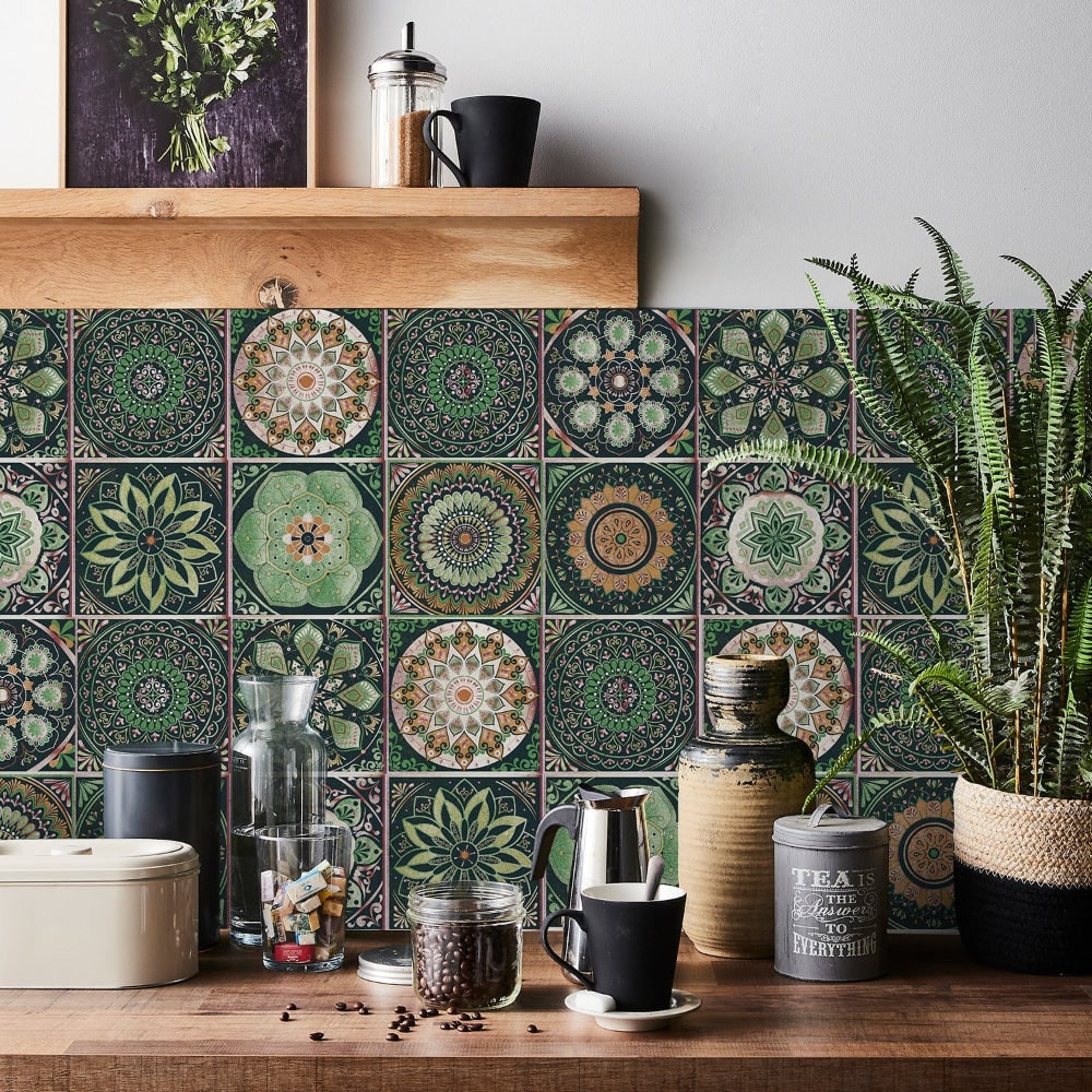 Peel and Stick Tile Backsplash Wall Art Decor Stickers with Mandala Patterns Pack of 24 - Image 3