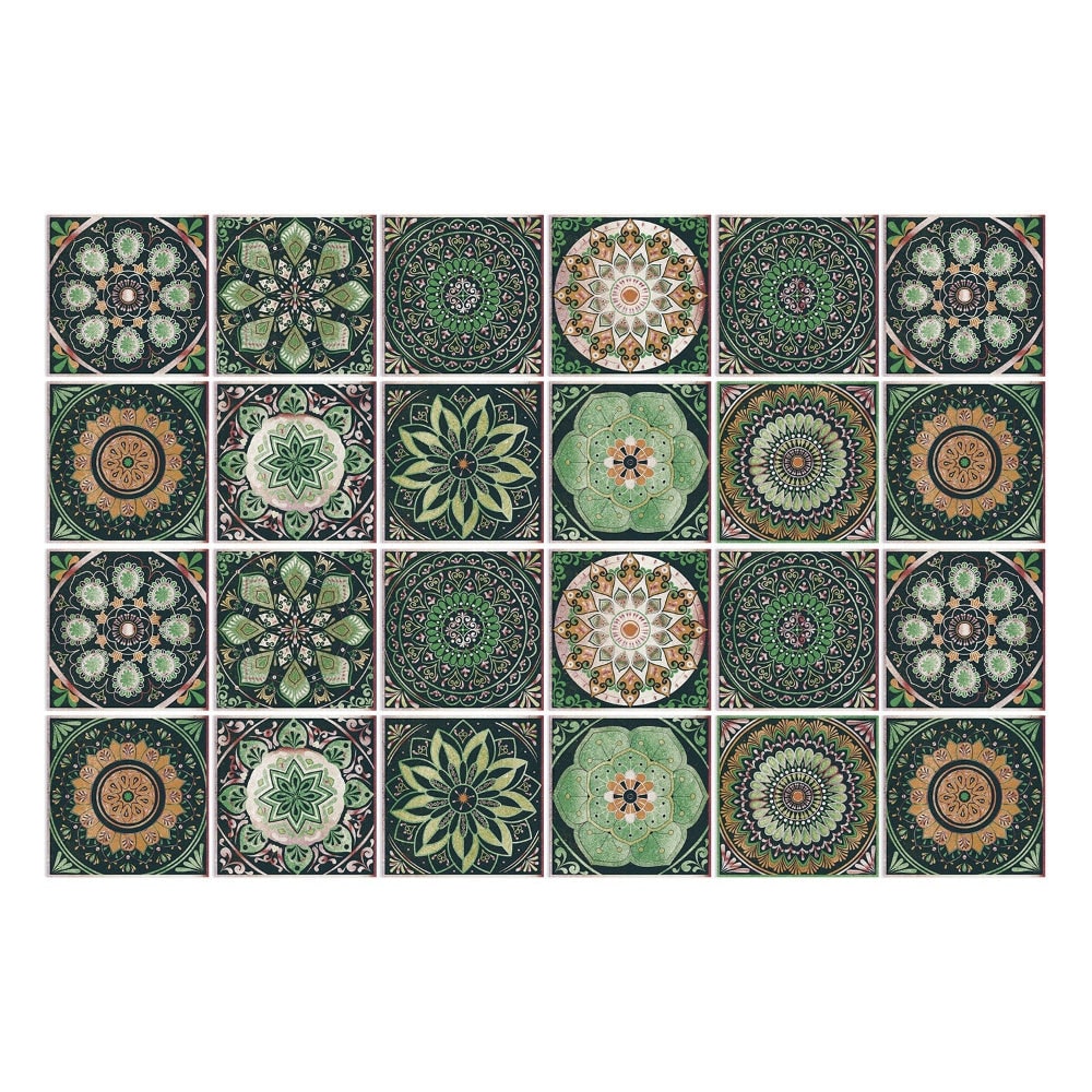 Peel and Stick Tile Backsplash Wall Art Decor Stickers with Mandala Patterns Pack of 24 - Image 4