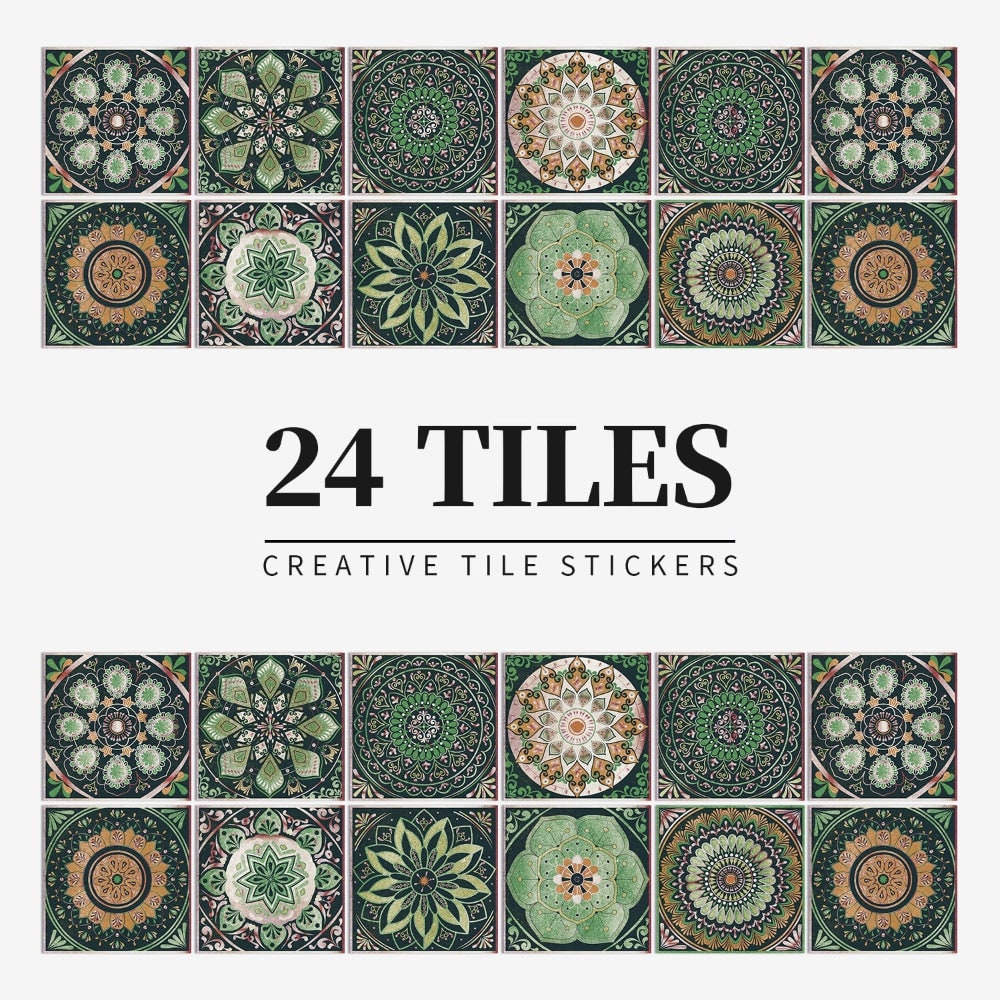 Peel and Stick Tile Backsplash Wall Art Decor Stickers with Mandala Patterns Pack of 24 - Image 8