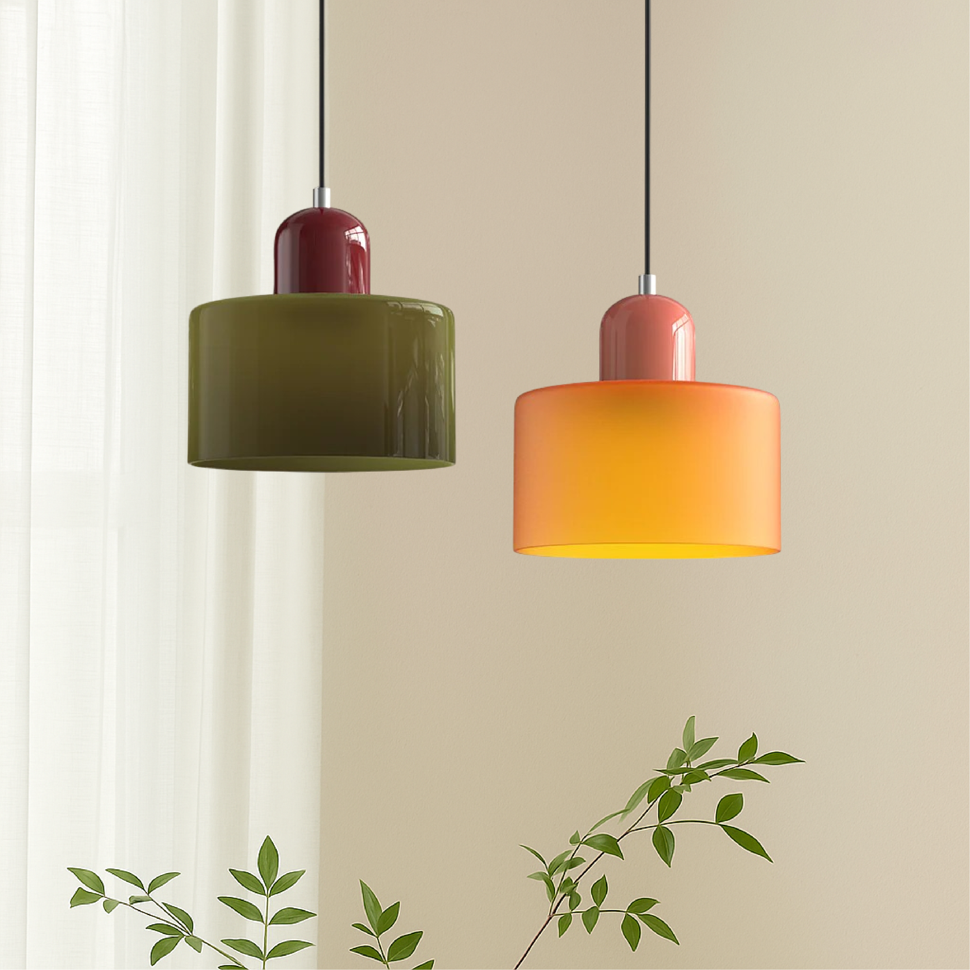 Pendant Light Fixture Modern Lamp Warm White Glass Two Layer Frosted - Image 1