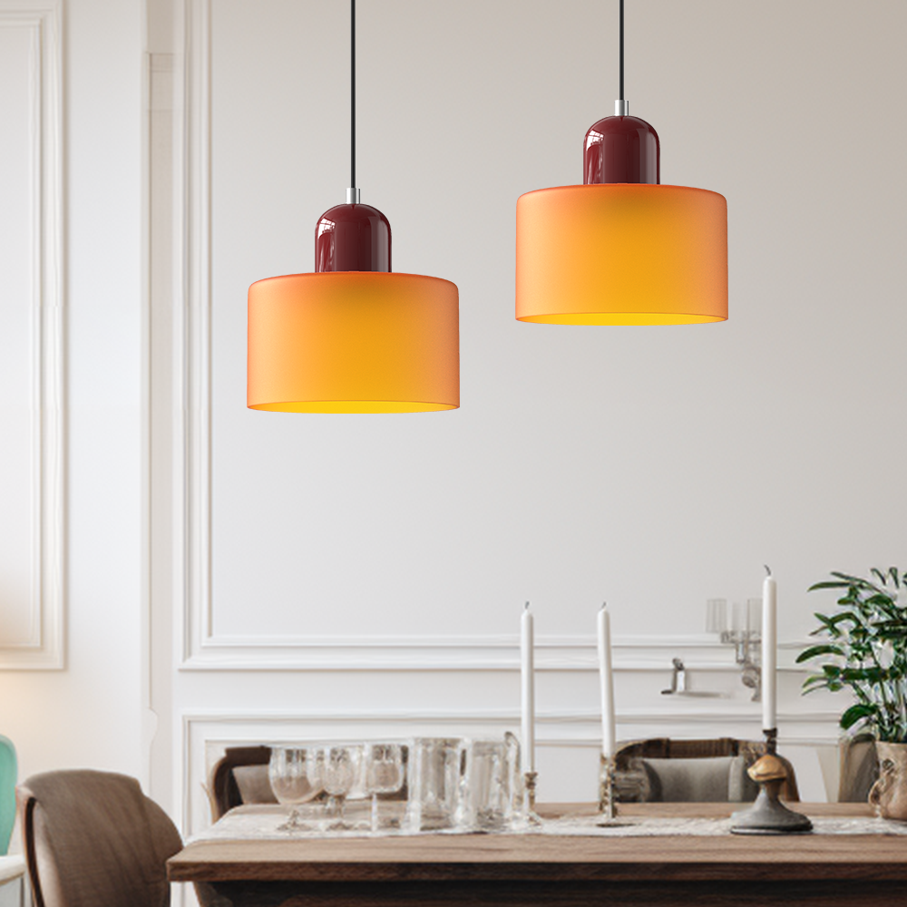 Pendant Light Fixture Modern Lamp Warm White Glass Two Layer Frosted - Image 2