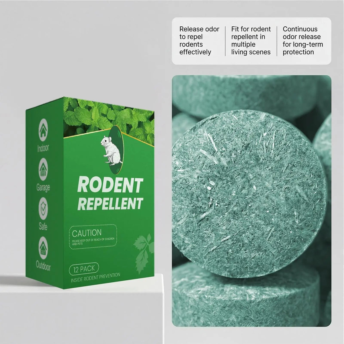 Peppermint Oil Rodent Repellent and Mouse Deterrent Tablets Natural 12-Pack - Image 6