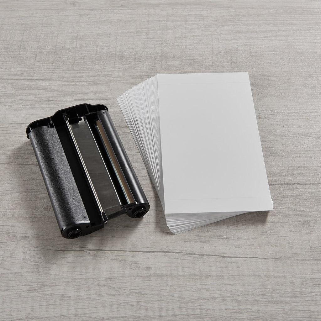 Photo Printer Refill Kit Cartridge Paper Ribbon Perforated Forty Sheets Ink - Image 1