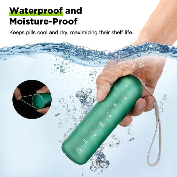 Pill Organizer 7 Day Weekly Portable Metal Stackable Lanyard Travel - Image 9