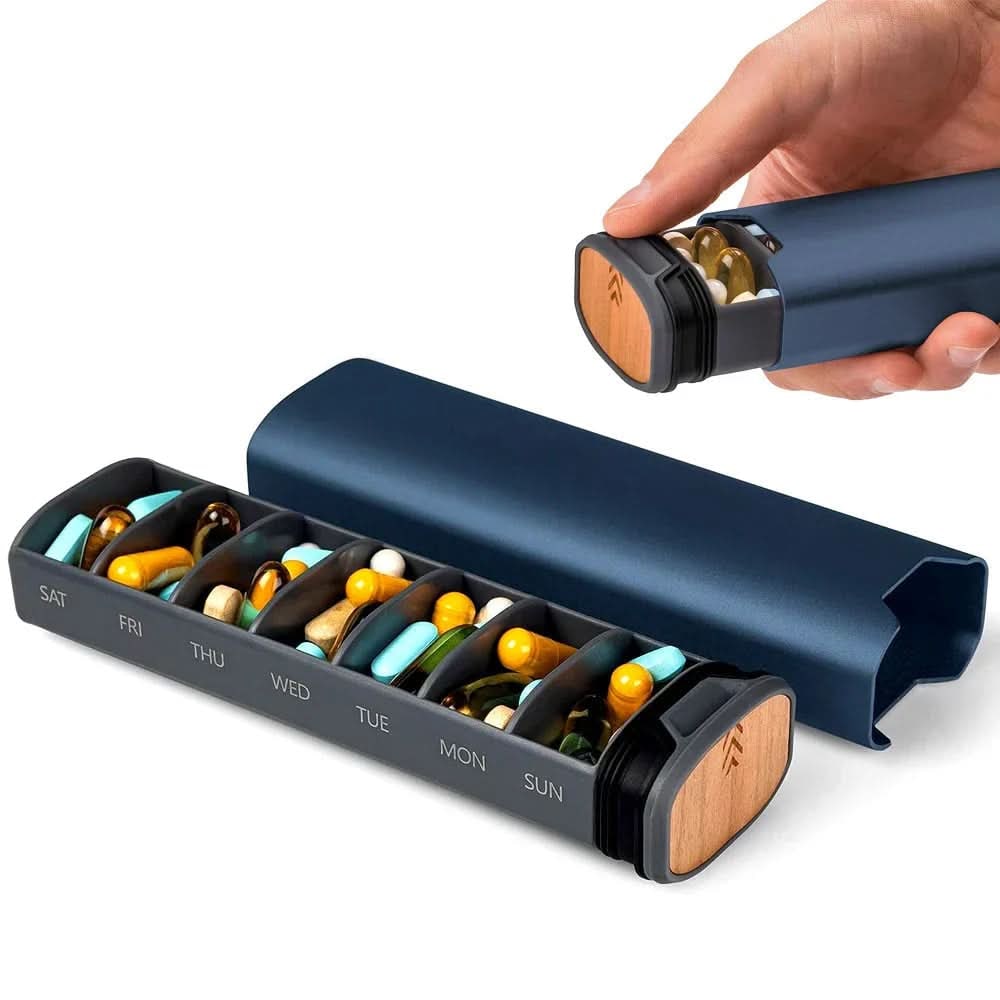 Pill Organizer with 7 Daily Compartments and Protective Sleeve for Medication Storage - Image 3