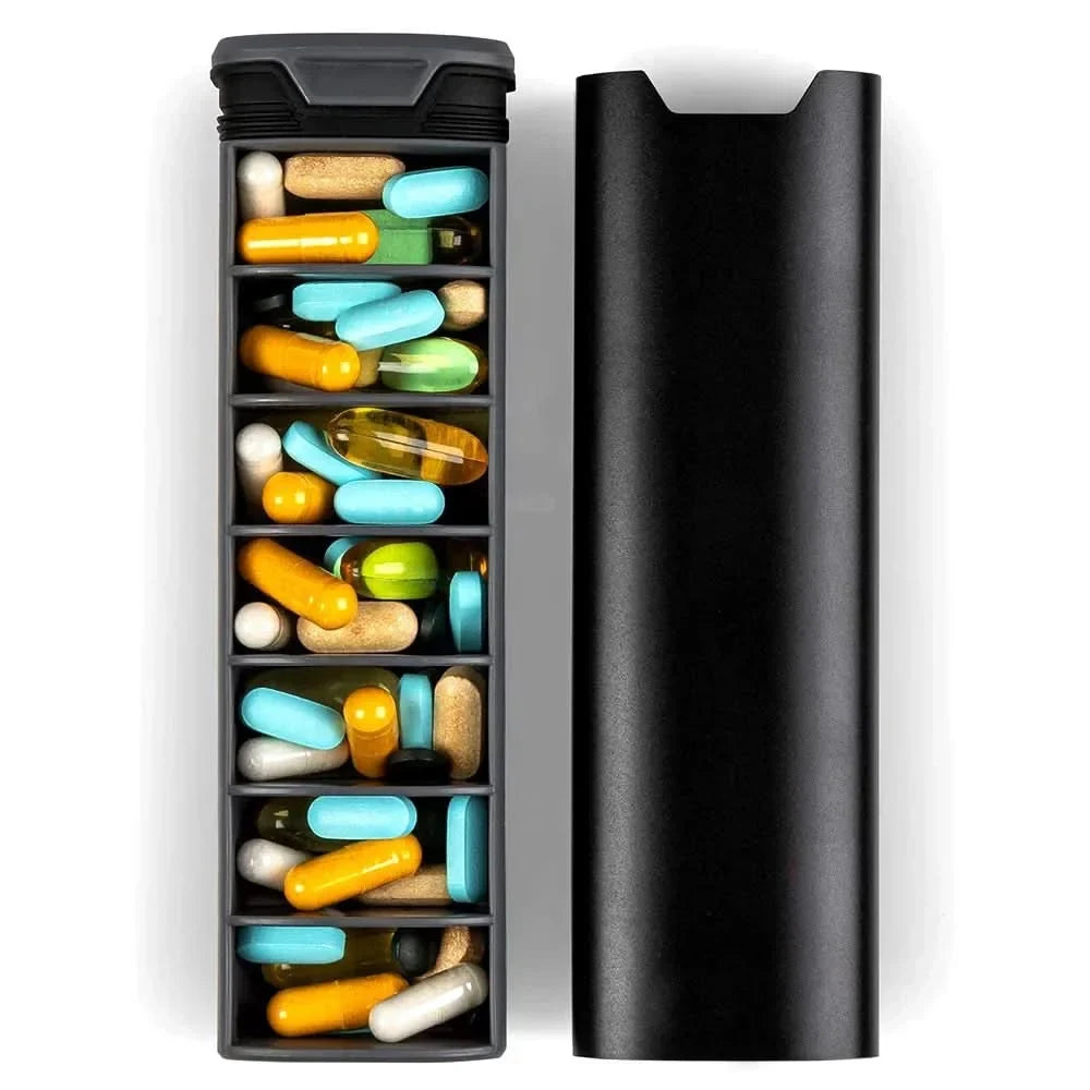 Pill Organizer with 7 Daily Compartments and Protective Sleeve for Medication Storage - Image 4