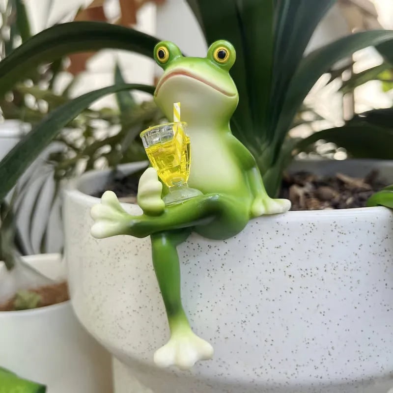 Plant Pot Hanger Hugger Resin Figurine Flower Decorative Garden Frog - Image 3