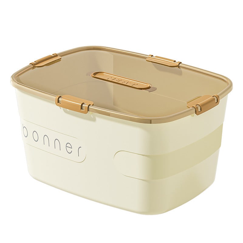 Plastic Storage Bin with Lid and Latch Closures 27 Gallon Stackable Box with Handle - Image 2