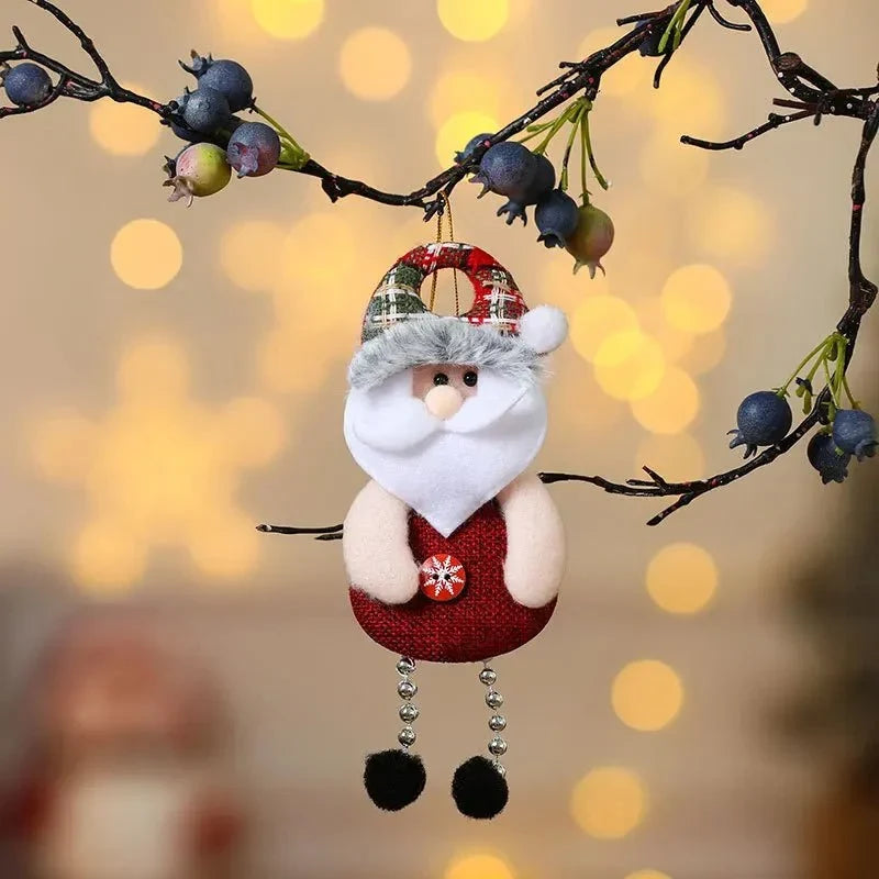 Plush Christmas Tree Ornaments with Dangling Legs and Felt Character Designs - Image 12