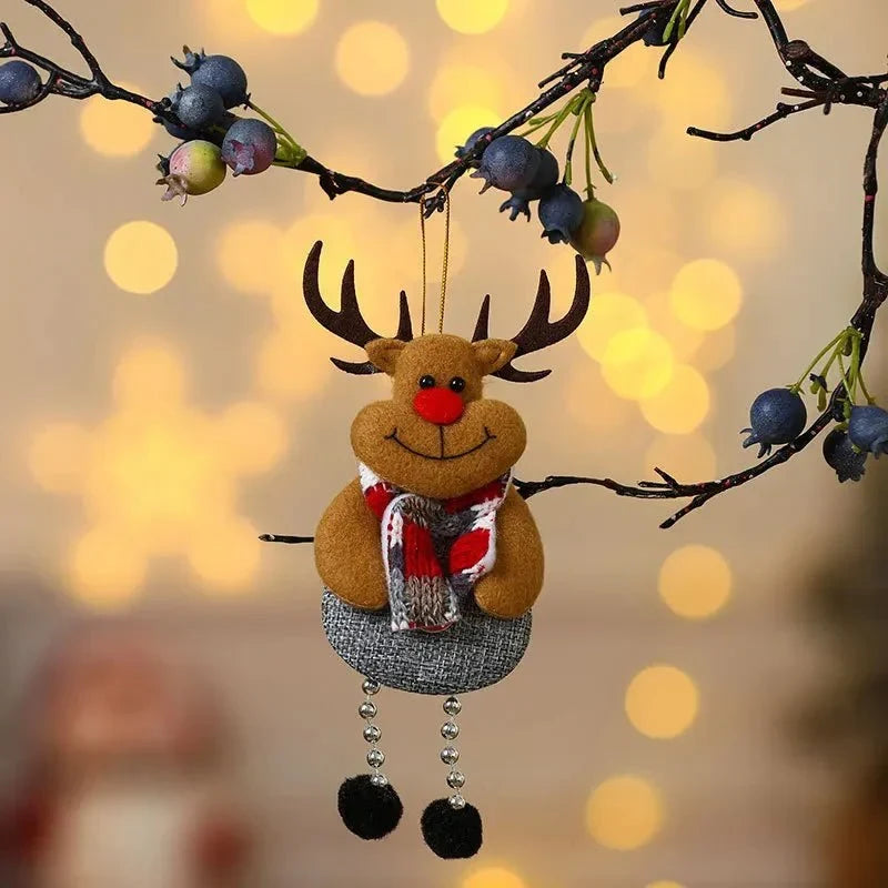 Plush Christmas Tree Ornaments with Dangling Legs and Felt Character Designs - Image 14