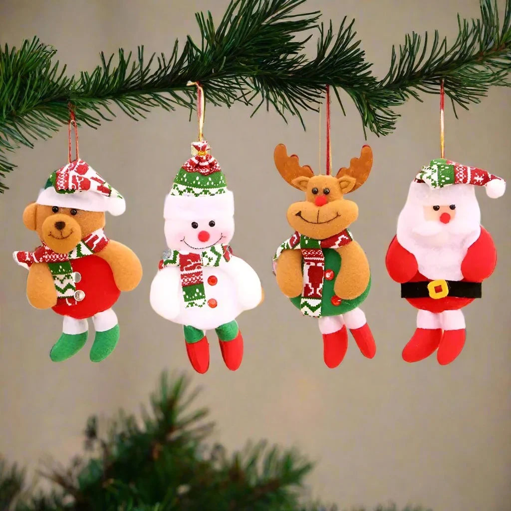 Plush Christmas Tree Ornaments with Dangling Legs and Felt Character Designs - Image 2