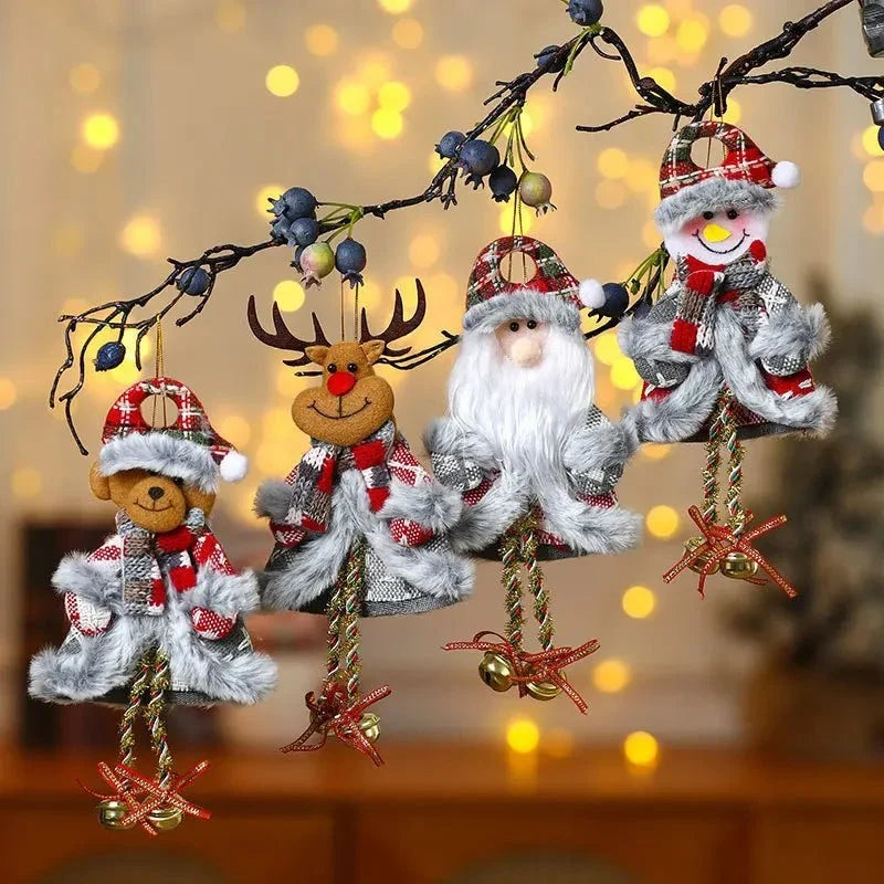 Plush Christmas Tree Ornaments with Dangling Legs and Felt Character Designs - Image 3