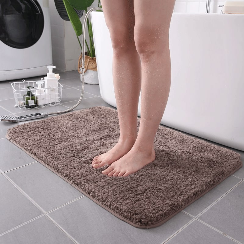 Plush Shaggy Bath Mats for Bathroom with Non Slip Bottom Fast Drying Microfiber Sets - Image 1