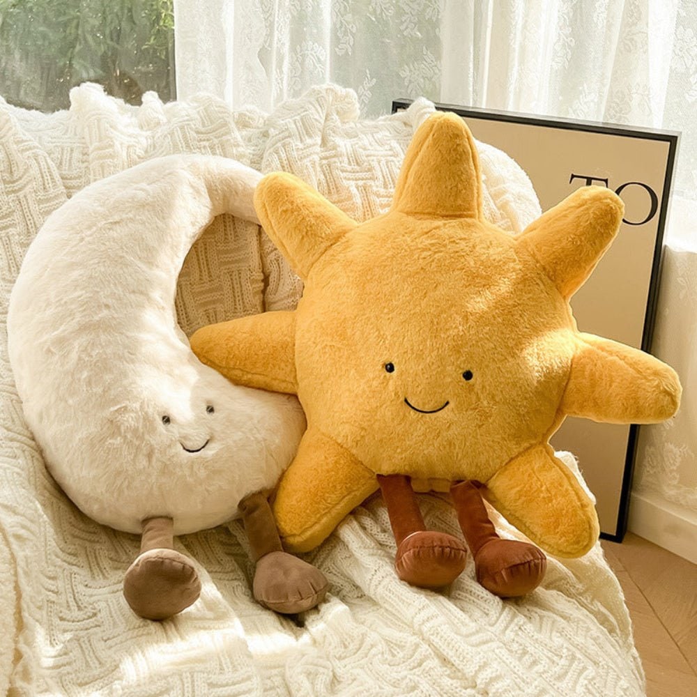Plush Toy Decorative Throw Pillow Fuzzy Soft Cute Stuffed Sun And Moon - Image 3