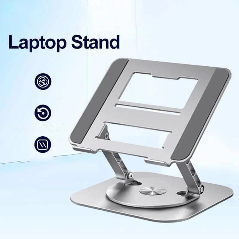 Portable Adjustable Ergonomic Laptop Stand with 360 Rotating Base and Aluminum Foldable Design - Image 1