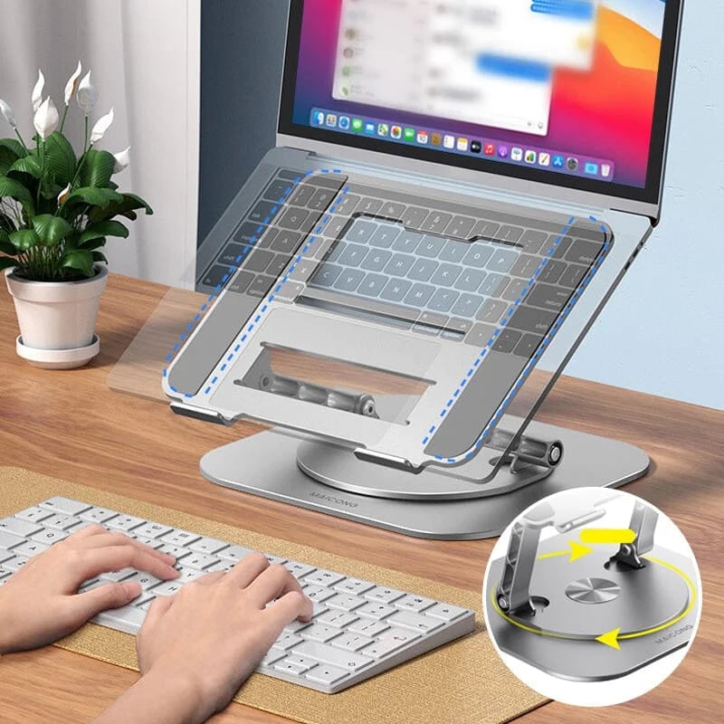 Portable Adjustable Ergonomic Laptop Stand with 360 Rotating Base and Aluminum Foldable Design - Image 3
