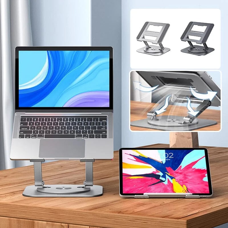 Portable Adjustable Ergonomic Laptop Stand with 360 Rotating Base and Aluminum Foldable Design - Image 4