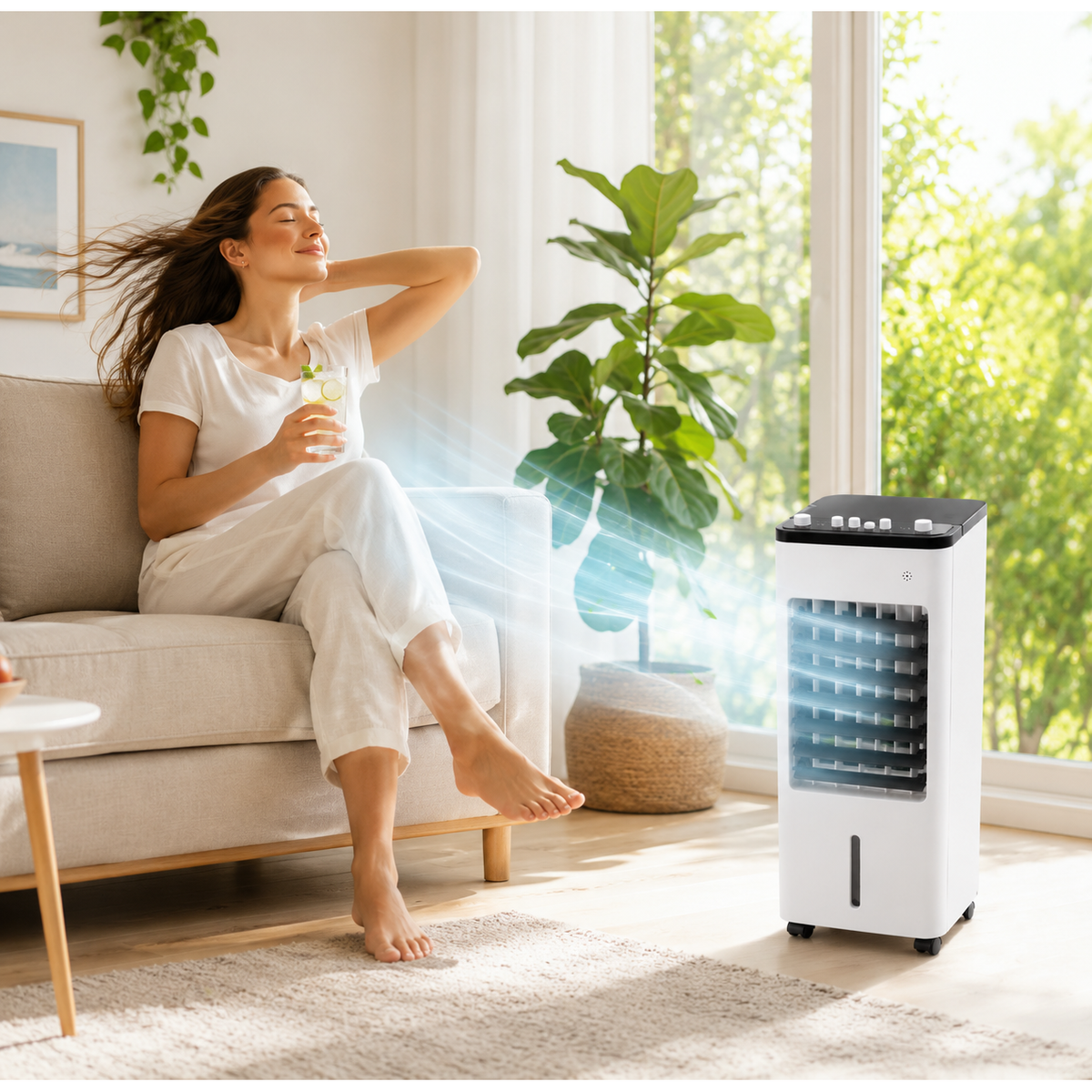 Portable Air Conditioner and Cooler with Evaporative Cooling Fan and Humidifier Function - Image 2