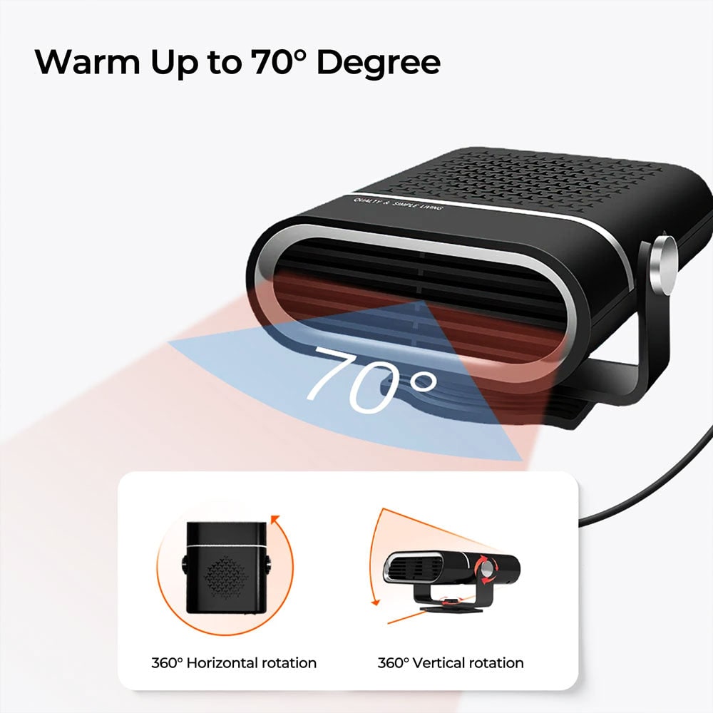 Portable Car Heater and Auto with 12v Plug in Fan and Quick Heat Defrost 12 Volt Dc - Image 8