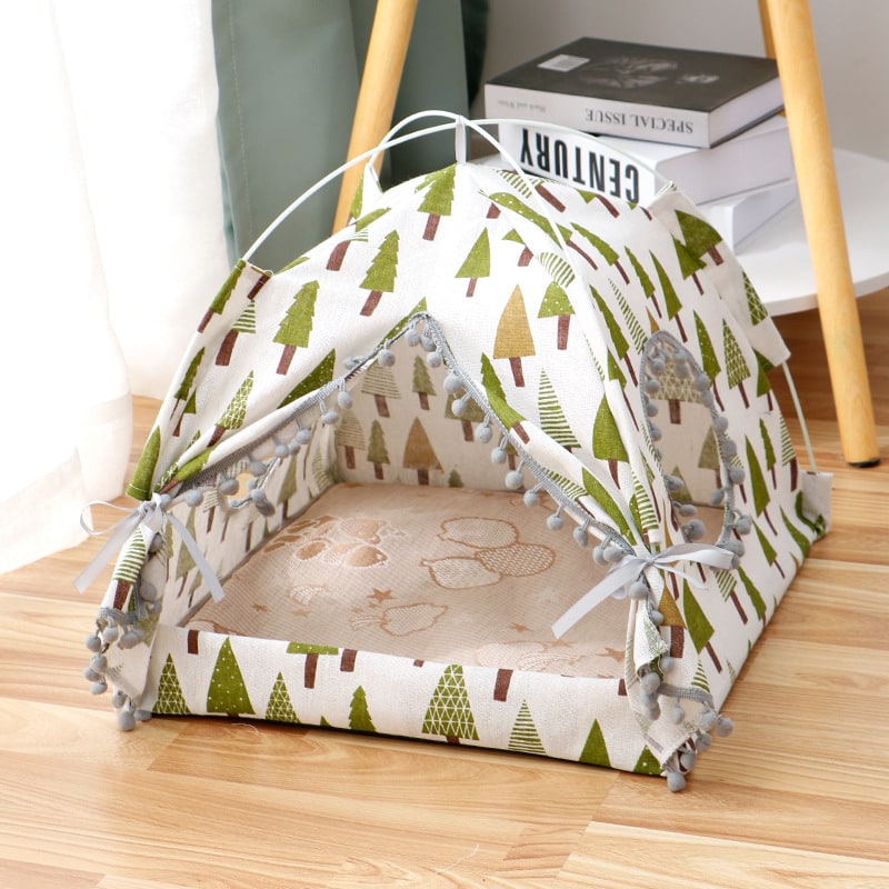 Portable Cat Tent Bed for Outdoor Travel with Removable Padded Mat and Mesh Windows - Image 2
