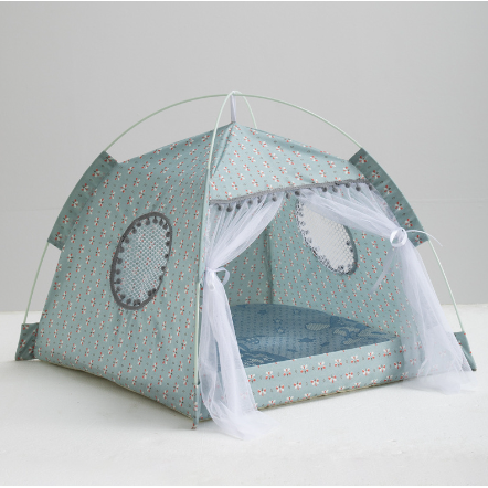 Portable Cat Tent Bed for Outdoor Travel with Removable Padded Mat and Mesh Windows - Image 3