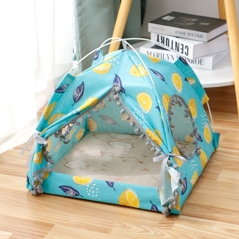 Portable Cat Tent Bed for Outdoor Travel with Removable Padded Mat and Mesh Windows - Image 4