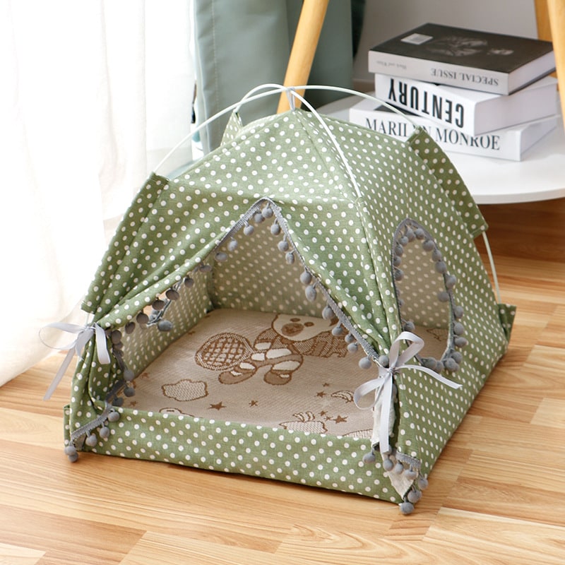 Portable Cat Tent Bed for Outdoor Travel with Removable Padded Mat and Mesh Windows - Image 8