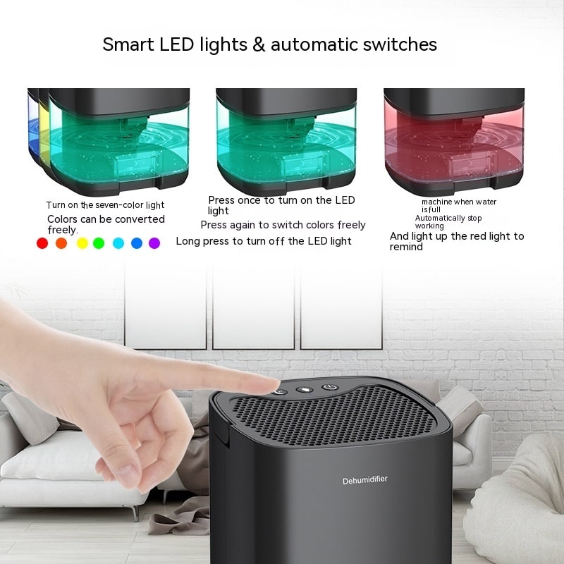 Portable Dehumidifier for Basement Bedroom with Drain Hose and LED Tank Indicator - Image 4