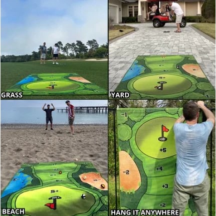 Portable Golf Chipping Game with Sticky Target Mat and 16 Color-Coded Balls Bucket - Image 7