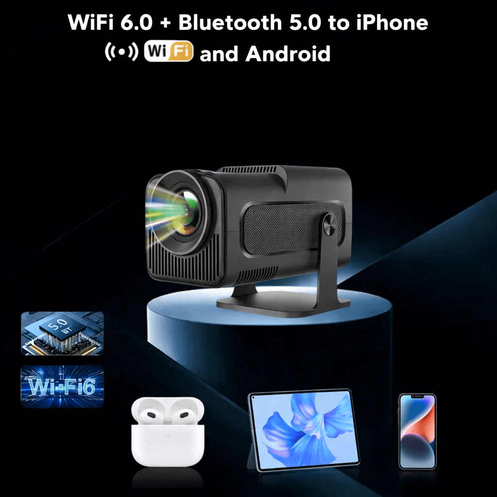 Portable Mini Smart Projector Wireless Remote Control Rotating Stand Lens Quiet - Image 5